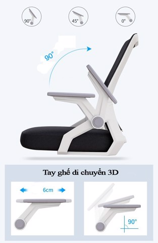 Ghế Xoay Lưới Văn Phòng Tay Gập 3D TMS02